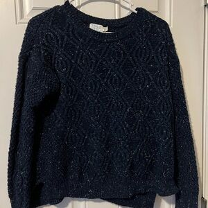Time and Tru Blue Crewneck Sweater with Textured Design